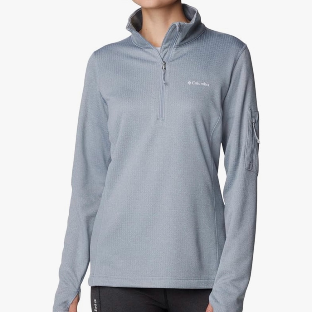 Columbia Park View Grid Fleece Half Zip, Cirrus Grey,  1X